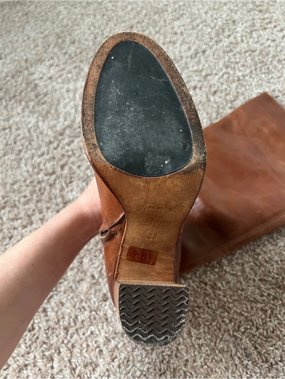Free People Chestnut Brown Over-the-Knee Leather Boots